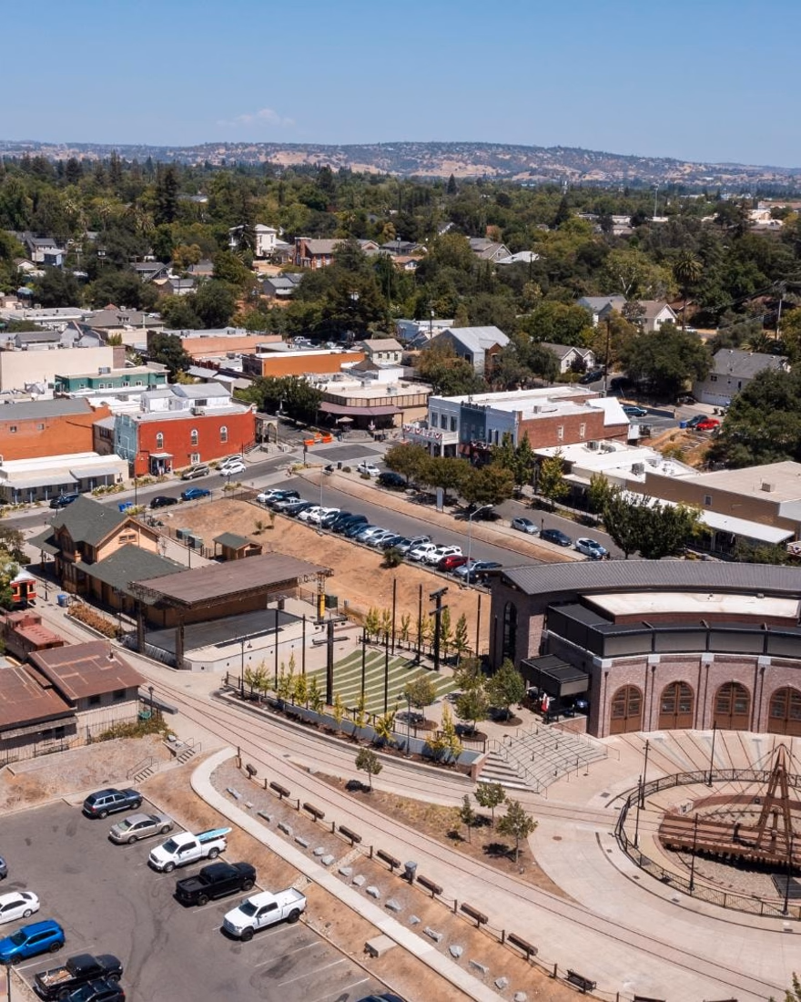 Aerial view of downtown Folsom