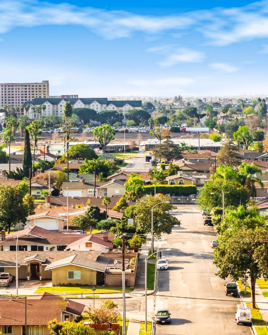 Aerial view of homes and trees in Rio Linda